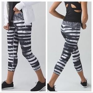 lululemon athletica Black and White Striped Leggings